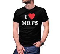 B&S Boutique I Love Milfs T-Shirt Maglietta per Uomo Nera Size M