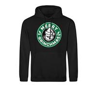 B&S Boutique Merry Grinchmas Grinch Inspired Horror Christmas Coffee Felpa con Cappuccio Unisex Nera Size M