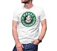 B&S Boutique Merry Grinchmas Grinch Inspired Horror Christmas Coffee T-Shirt Maglietta Bianca per Uomo Size M