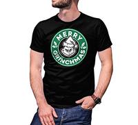 B&S Boutique Merry Grinchmas Grinch Inspired Horror Christmas Coffee T-Shirt Maglietta per Uomo Nera Size M