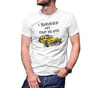 B&S Boutique Tom I Survived My Trip To NYC T-Shirt Maglietta Bianca per Uomo Size M