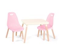B. Spaces - Set tavolo e sedie per bambini - 1 tavolo per l'artigianato e 2 sedie per bambini - Gambe in legno naturale - Mobili per bambini, Rosa e Avorio - 3 anni+ (BX2041C1Z)