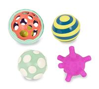 B. toys Ball-A-Baloos, 4 palline sensoriali con suoni, luci e texture | Set da 4 palline di gomma da afferrare, scuotere e schiacciare; forme e colori diversi per gioco sensoriale; 6+ mesi