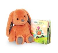 B. toys Coral Cutie, coniglietto di peluche con libro, set da 2 | Set da 2 pezzi con coniglietto arancione e libro da tavolo; lettura condivisa su colori e numeri; neonato e oltre