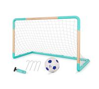 B. toys Kids Kid-Sized w/Wooden Frame - One-Click Assembly & Ground Stakes - Inflatable Mini Pump - 3 Years + - Soccer Net & Ball, Multicolore, BX2346C1Z