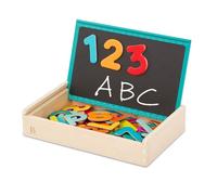 B. Toys Letter & Number (63pc) - Uppercase & Lowercase Alphabet Wooden Storage Box with Magnetic Chalkboard Lid - 3 Years + - Marvelous Magnets, Multicolore, BX2349Z