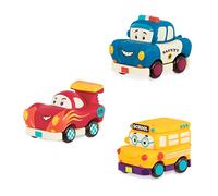 B. toys - Mini Wheeee-ls! - Macchinine a retrocarica - 3 mini auto giocattolo - autobus, auto da corsa, auto della polizia - veicoli giocattolo per bambini, bambini, 1 anno +