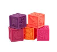 B. toys One Two Squeeze, cubi morbidi da impilare per bebè, Blocchi - 2 | Set da 10 cubi morbidi e comprimibili con numeri da 1 a 10, animali, forme e texture in rilievo; borsa inclusa; 6+ mesi