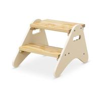 B. spaces - Peek-A-Boost - Robusto sgabello in legno per bambini - poggiapiedi con 2 gradini - sgabello per bambini colore avorio, per bagno, cucina, asilo nido - 2 anni+