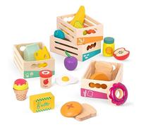 B. toys - Piccoli gruppi di cibo in legno - Gioco di finzione con 24 accessori da cucina - Giocattolo educativo Montessori per bambini, 3 anni +