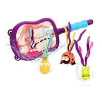 B. toys Set per Immersione Hubba, Rete a Forma di Ippopotamo | Set da 5 pezzi per piscina con rete facile da afferrare e 4 accessori appesantiti da recuperare sott’acqua, 3+ anni