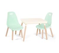 B. toys set tavolo e 2 sedie per bambini con gambe in legno, menta | Set da 15 con 1 tavolo e 2 sedie color menta con gambe in legno, per disegnare, giocare e fare merenda, Set completo, 3+ anni