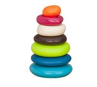 B. toys Skipping Stones, anelli impilati colorati | Set da 7 con 5 anelli, 1 base e 1 topper; colori e texture assortite, facili da afferrare e impilare; 6+ mesi
