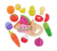 B. toys - Tritare e giocare - Frutta e verdura - Set di alimenti per il gioco di fantasia - 12 Frutta e verdura di legno da tagliare - Cibo da gioco affettabile per bambini e ragazzi - 2 anni +