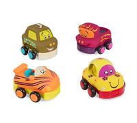 B. toys - Wheeee-ls! - 4 veicoli giocattolo estraibili - Set di auto giocattolo - Auto, camioncino, corridore, taxi - 12 mesi +