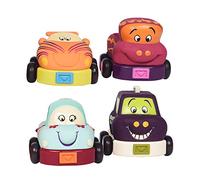 B. baby - Pull-Back Cars - 4 Soft Vehicles with Sounds - Car, Taxi, Race Car, Pick-Up Truck - Toy Cars for Toddlers, Kids - 12 Months + - Wheeee-ls!