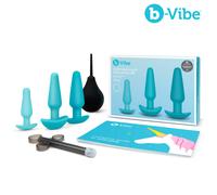 B-Vibe Kit di Allenamento Anale Set Plug in Silicone Blu con Clistere Anal Train