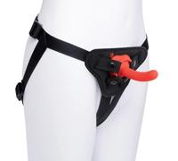 b-Vibe Set di imbracature per principianti - Dildo in silicone da 12,7 cm, vestibilità regolabile, vibrazione opzionale, pegging e punto G