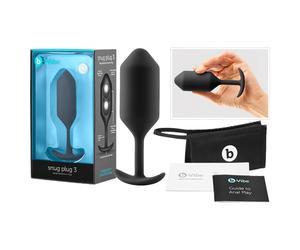 b-Vibe Snug Plug 3 - plug anale a doppia sfera (180 g, nero)