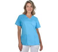 B-well Andrea Casacca Medico Divisa Infermiere a Maniche Corte Divise Sanitarie Casacca da Donna con Scollo a V e 2 Tasche Azzurro 40
