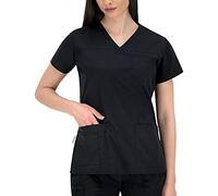 B-well Andrea Casacca Medico Donna Divisa Infermiere a Maniche Corte Sanitarie Con Scollo a V e 2 Tasche Nero 48