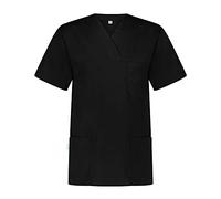 B-well Angel Casacca Medico Unisex Divisa Infermiere Uniformi Sanitarie Regular Fit a Manica Corta Scollo V Nero 3XL