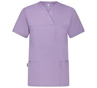 B-well ANGEL Casacca Medico Unisex Divisa Infermiere Uniformi Sanitarie Regular Fit a Manica Corta Scollo V Lilla XL