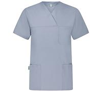 B-well Angel Casacca Medico Unisex Divisa Infermiere Uniformi Sanitarie Regular Fit a Manica Corta Scollo V Grigio Chiaro XL