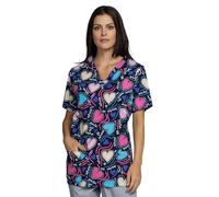 B-well Bambina, casacca da donna, a maniche corte, con scollo a V, per la cura, Amore, XL