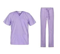 B-well Cesare Uniforme Sanitaria Donna e Uomo Unisex Set con Camice e Pantalone, lilla, S