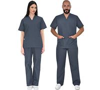 B-well Colombo Divisa Sanitaria Donna e Uomo | Uniforme Sanitaria Donna e Uomo Unisex Set con Casacca e Pantalone | Divise Sanitarie grafite XL