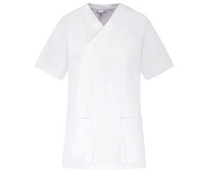 B-well Fabia Unisex 100% Cotone Casacca Sanitaria Donna e Uomo/Manica Corta Scollo a V/Casacca Infermiere Bianca in 100% Cotone Bianco, Bianco, S