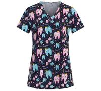 B-well Isabella Casacca Sanitaria Donna con Motivo Divisa Infermiere da Donna Spandex Rich, Manica Corta, Scollo V, Glänzen, XS