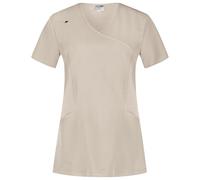 B-well Justina, casacca da donna per la cura degli anziani, abbigliamento da lavoro, maniche corte, scollo a V, anti-rugge, con elastano, sabbia, L