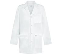 B-well LEONARDO Camice da laboratorio da uomo - Camice medico con elastico, passante per badge e tasche - Camice da lavoro medico traspirante per clinica, laboratorio e pratica, bianco, 3XL