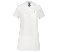 B-well, Marcella - Uniforme da estetista, parrucchiera, fisioterapista e per spa, da donna, casacca con bottoni e cerniera, bianco, L