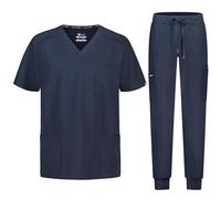 B-well MATTEO Divisa Sanitaria Uomo Elastica | Uniforme Sanitaria Uomo | Set con Casacca e Pantalone Jogger |Divise Sanitarie Uomo con Spandex, grigio, S