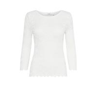 b.young BYSILACE - Maglietta da donna a maniche lunghe, girocollo, in pizzo, slim fit, Bianco sporco (114800), M