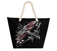 B17 Bomber WW2 aereo aereo bandiera USA Tote Bag per donne uomini borsa a tracolla borsa da spiaggia borsa shopping con manico in Hemprope