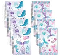 B1ykin Mermaid Spiral Notebooks - 50 sheets 100 Pages A5 Spiral Notebook, Cute Wire Bound Notebook Journal Planner for School, College, Office Travel, Gift for Teen Girls Women (4 Pack)