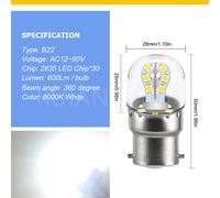 B22 LED Lampadina Frigorifero Luce Della Macchina Da Cucire 12-80V Bianco 6000K
