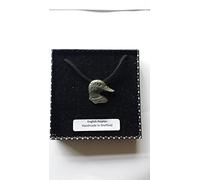 B28 testa di anatra in peltro inglese pendente fatto a mano su un cordoncino nero collana 41 cm e regolabile con orgoglio di dettagli