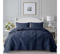 B2EVER Set di biancheria da letto damascato per letto king size, con federe, in stile bohémien, leggero e morbido, coperta trapuntata sottile, per tutte le stagioni, 3 pezzi, 264,2 x 228,6 cm