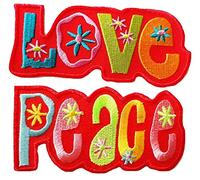 b2see Toppa Stoffa Toppe termoadesive Applicazioni termoadesive 2 Pezzi 10 cm Love + 10 cm Peace