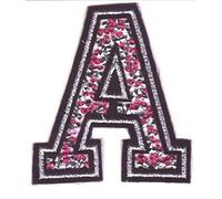 B2SEE Toppa Toppe Patch Applicazioni Strass Toppe Lettere Alfabeto termoadesive 8-10 cm A Rosa