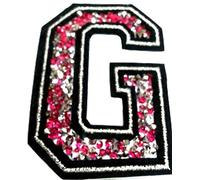 B2SEE Toppa Toppe Patch Applicazioni Strass Toppe Lettere Alfabeto termoadesive 8-10 cm G Rosa