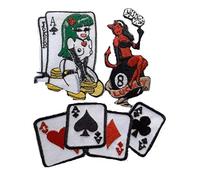 b2see Toppe Patch Applique termoadesive Ricamati da Cucire Abbigliamento Vestiti Pericolo di Gioco Fortunato 7.5-10 cm 3 Pezzi