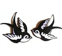 b2see Toppe termoadesive Toppe Uccello 2 pezzis Bianco e Nero Grande 9 cm Una Pezzi