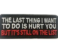 B2SEE Toppe Toppa Patch Biker Applicazioni termoadesive da Cucire termoadesive Patch Ricamo Ricamate per Tessuti Jeans Stoffa 9 cm“ The Last Thing I Want to do… ”