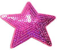 b2see Toppe Toppa termoadesive Stella Stelle Strass termoadesivi Scintillanti con Paillettes da Cucire Patch termoadesiva Applique Applicazioni con Paillettes Stella Rosa con Paillettes 8,8 cm